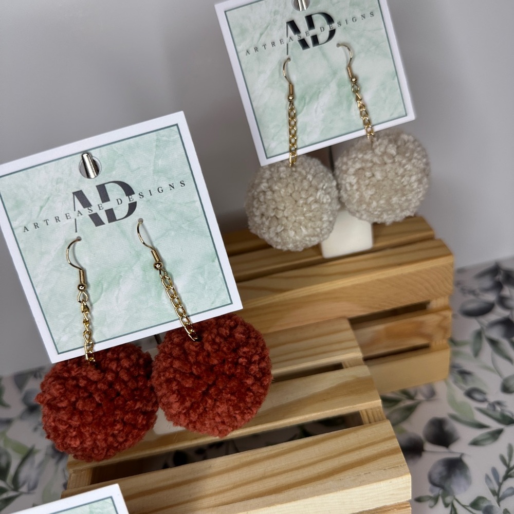 Autumn Pom Pom Earring Set - Picture 8 of 8